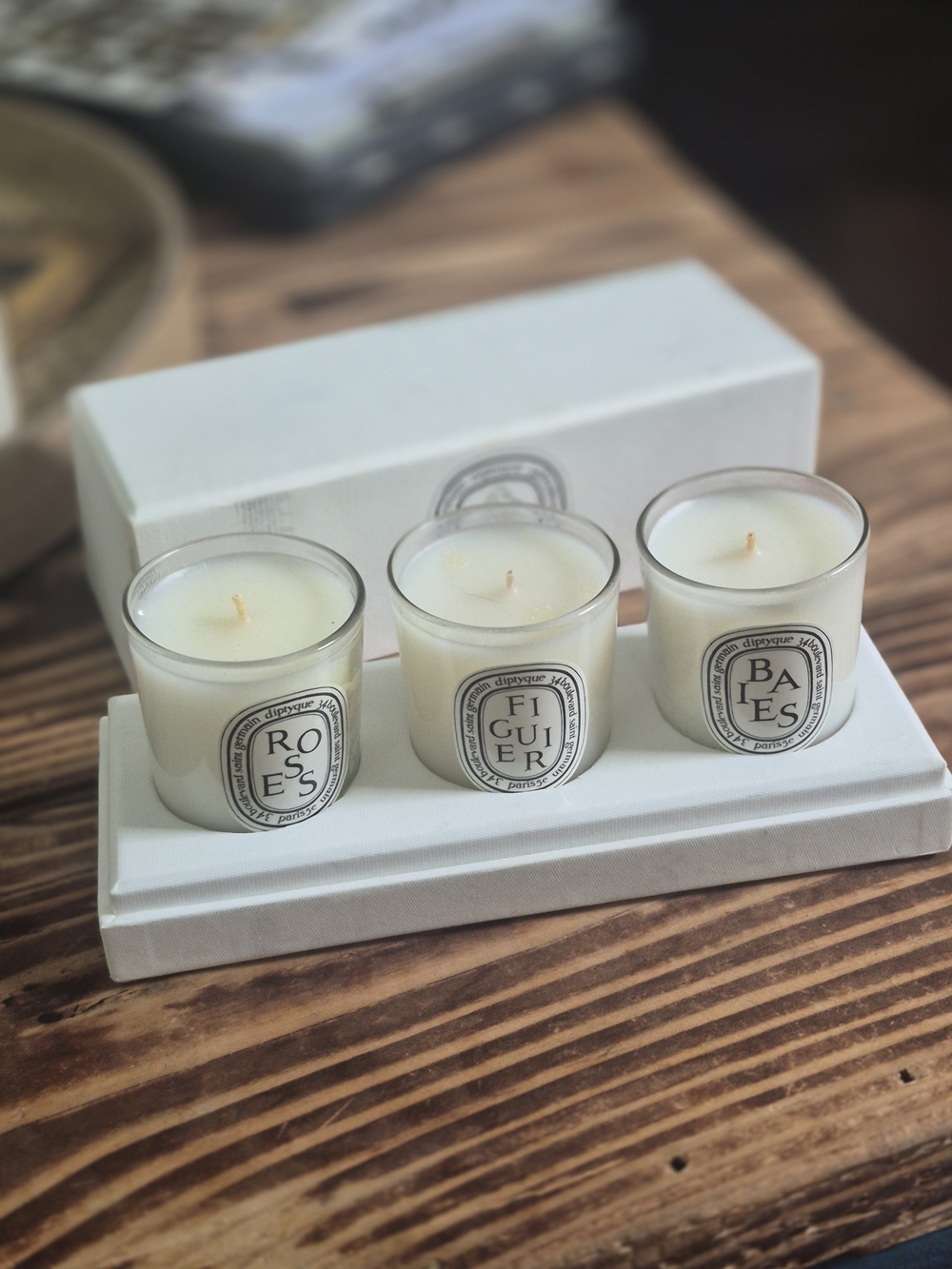 diptyque White Votive Candle Set - Trio (Roses, Figuier, Baies)